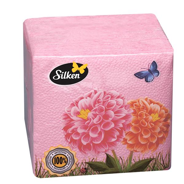 Silken Серветки одношарові 24*24 Рожеві 100 шт/уп